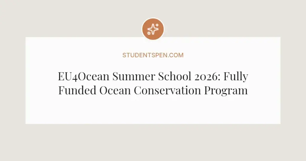 EU4Ocean Summer School 2026: Fully Funded Ocean Conservation Program