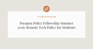 Paragon Policy Fellowship Summer 2026: Remote Tech Policy for Students