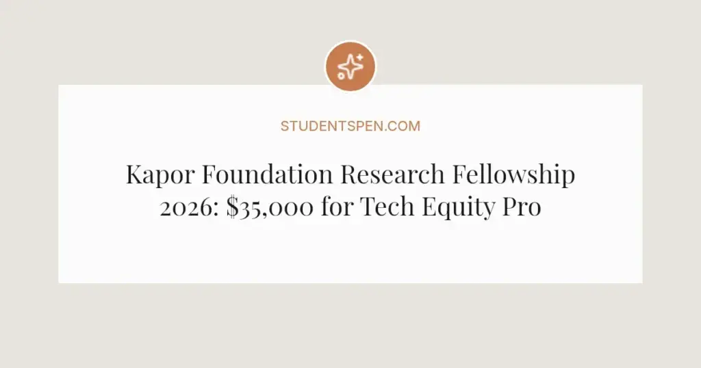 Kapor Foundation Research Fellowship 2026: $35,000 for Tech Equity Projects