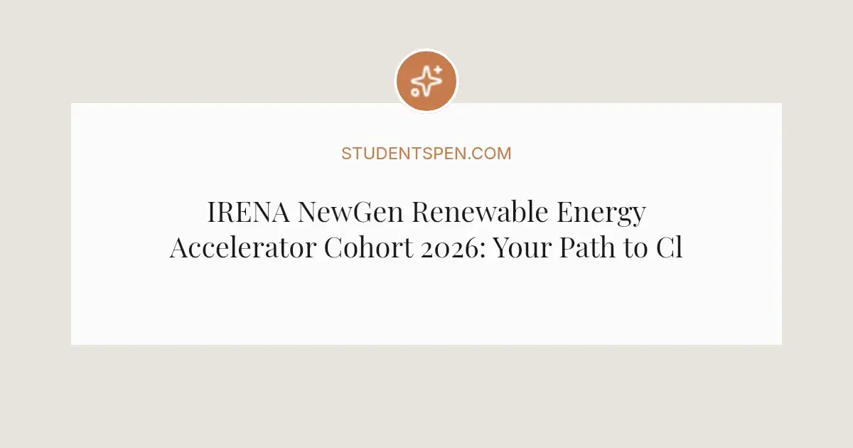 IRENA NewGen Renewable Energy Accelerator Cohort 2026: Your Path to ...
