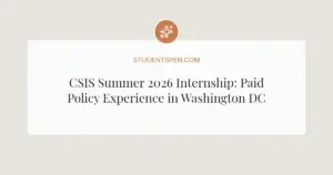 CSIS Summer 2026 Internship: Paid Policy Experience in Washington DC