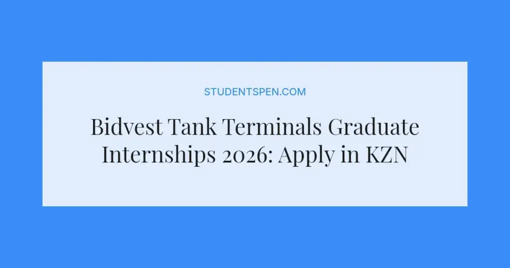 Bidvest Tank Terminals Graduate Internships 2026: Apply in KZN