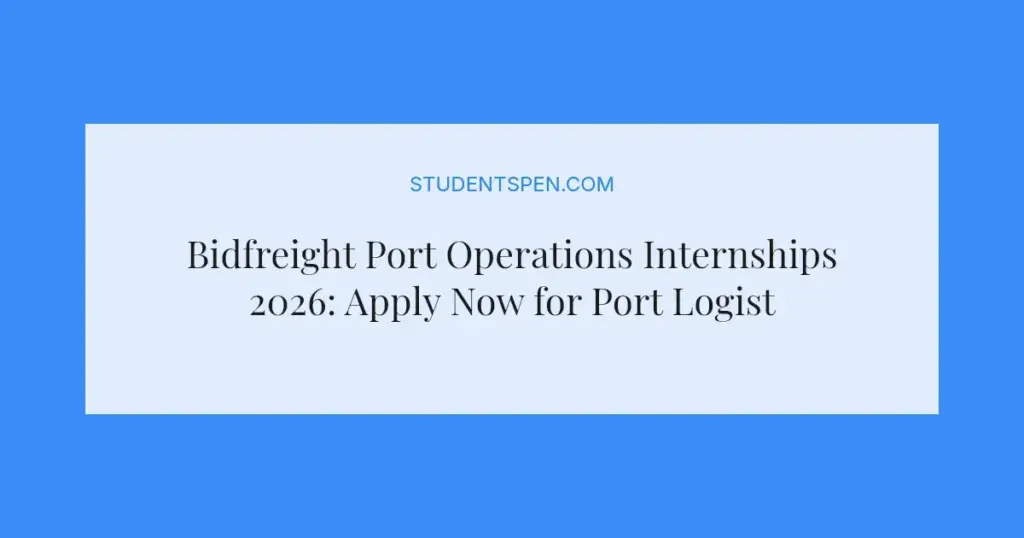 Bidfreight Port Operations Internships 2026: Apply Now for Port Logistics Roles