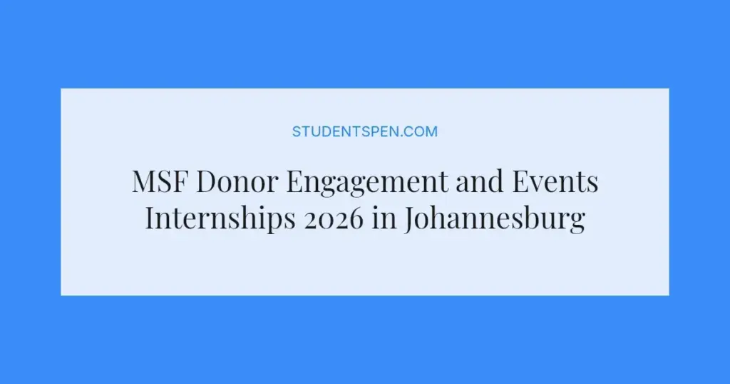 MSF Donor Engagement and Events Internships 2026 in Johannesburg