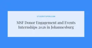 MSF Donor Engagement and Events Internships 2026 in Johannesburg