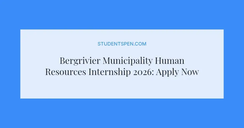 Bergrivier Municipality Human Resources Internship 2026: Apply Now