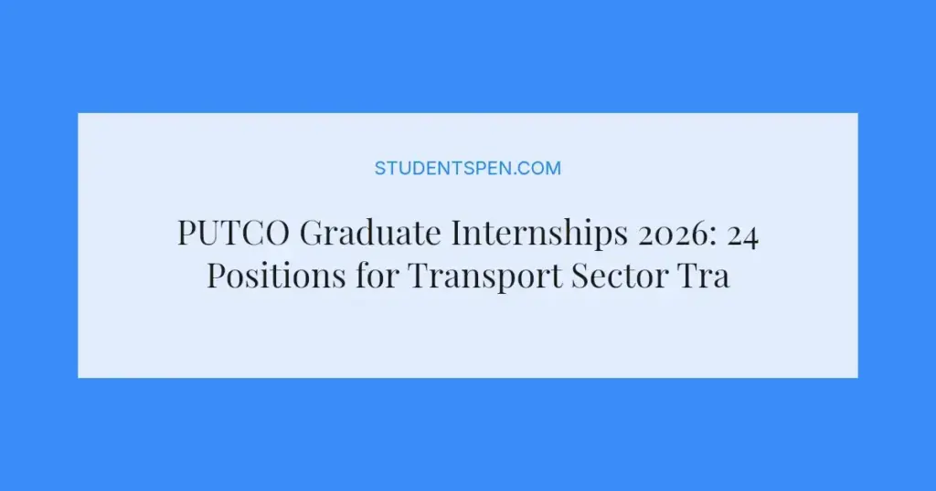 PUTCO Graduate Internships 2026: 24 Positions for Transport Sector Training