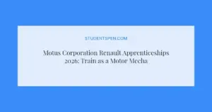 Motus Corporation Renault Apprenticeships 2026: Train as a Motor Mechanic