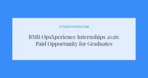 RMB OpsXperience Internships 2026: Paid Opportunity for Graduates