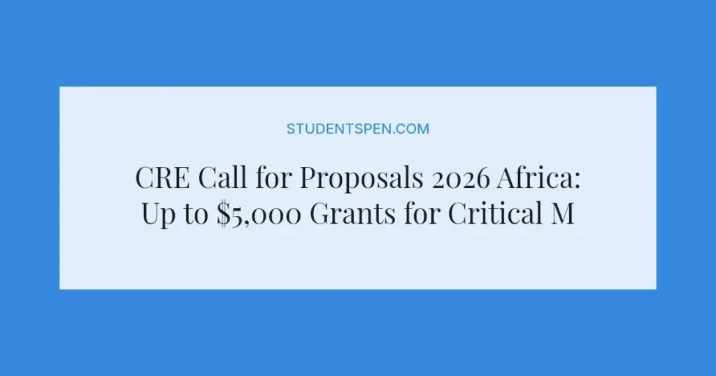 CRE Call for Proposals 2026 Africa: Up to $5,000 Grants for Critical Minerals Communities