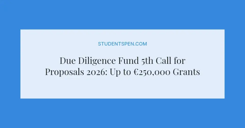 Due Diligence Fund 5th Call for Proposals 2026: Up to €250,000 Grants