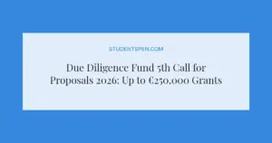 Due Diligence Fund 5th Call for Proposals 2026: Up to €250,000 Grants