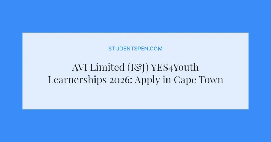AVI Limited (I&J) YES4Youth Learnerships 2026: Apply in Cape Town