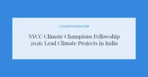NYCC Climate Champions Fellowship 2026: Lead Climate Projects in India