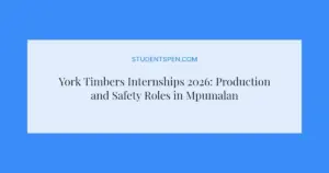York Timbers Internships 2026: Production and Safety Roles in Mpumalanga