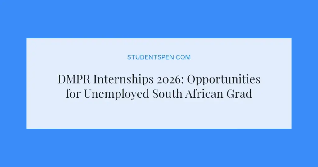 DMPR Internships 2026: Opportunities for Unemployed South African Graduates