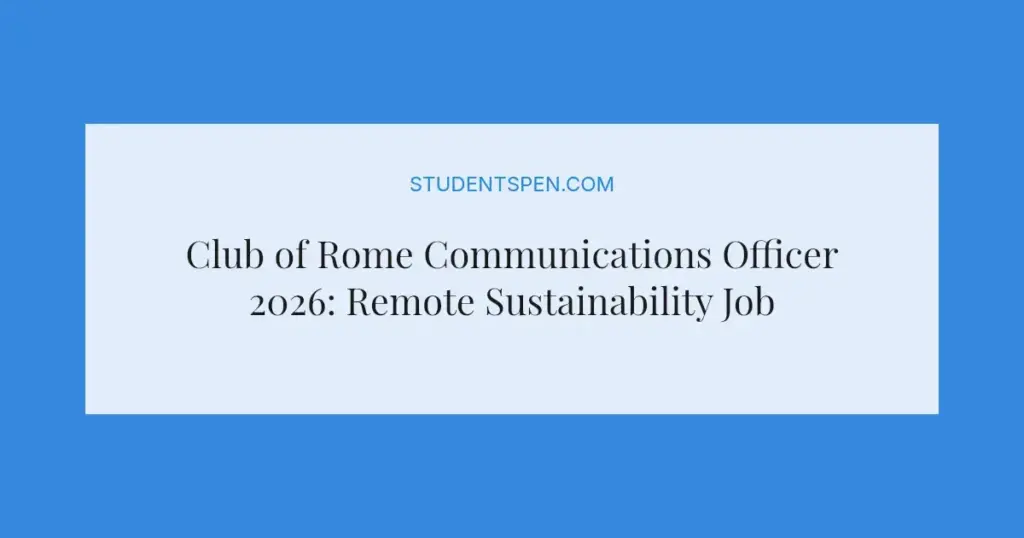 Club of Rome Communications Officer 2026: Remote Sustainability Job