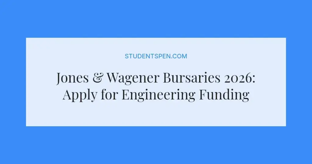 Jones & Wagener Bursaries 2026: Apply for Engineering Funding