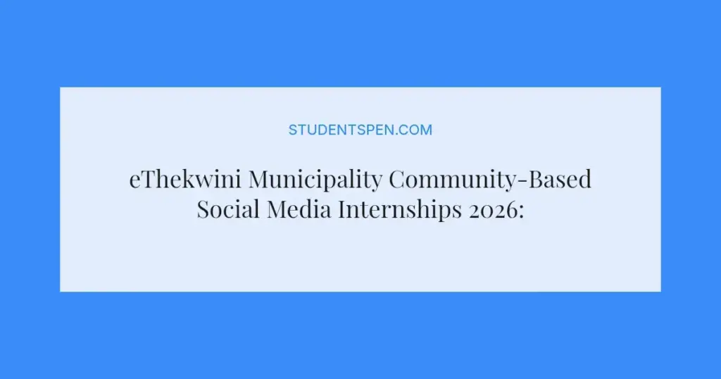 eThekwini Municipality Community-Based Social Media Internships 2026: Apply in Durban