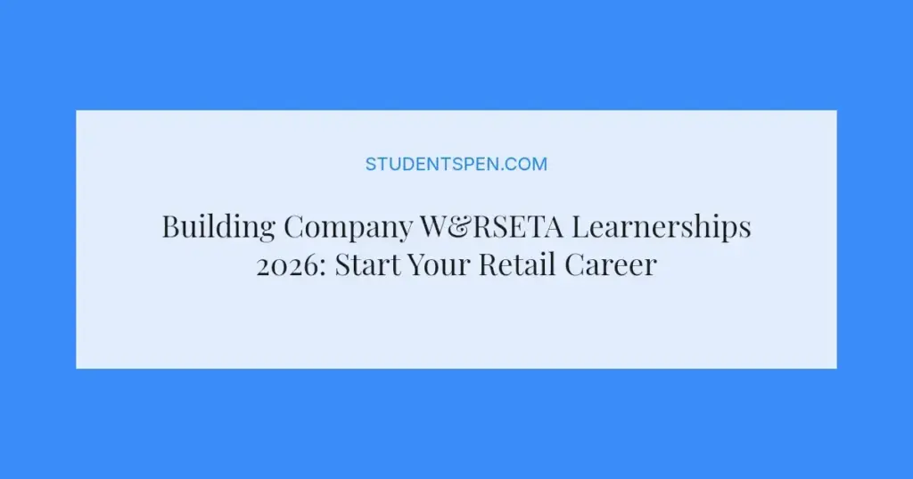 Building Company W&RSETA Learnerships 2026: Start Your Retail Career