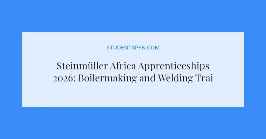 Steinmüller Africa Apprenticeships 2026: Boilermaking and Welding Training Near Kriel