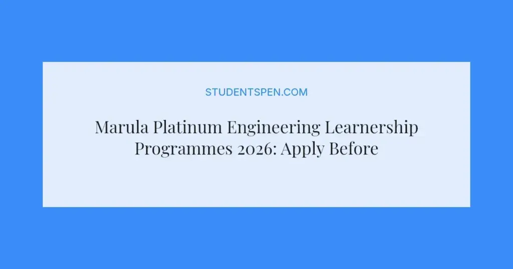 Marula Platinum Engineering Learnership Programmes 2026: Apply Before May 9