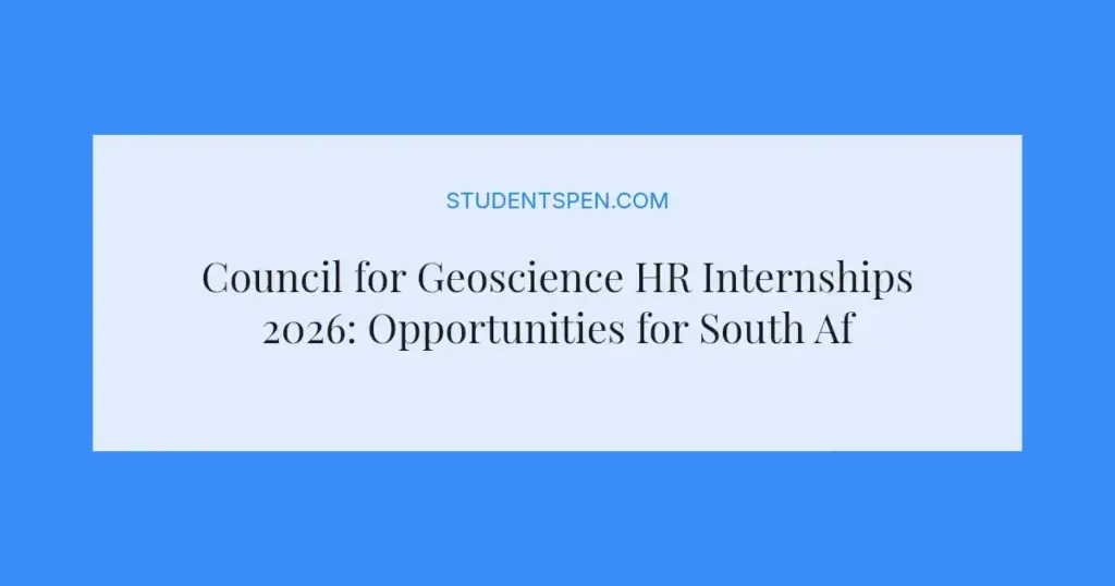 Council for Geoscience HR Internships 2026: Opportunities for South African Youth