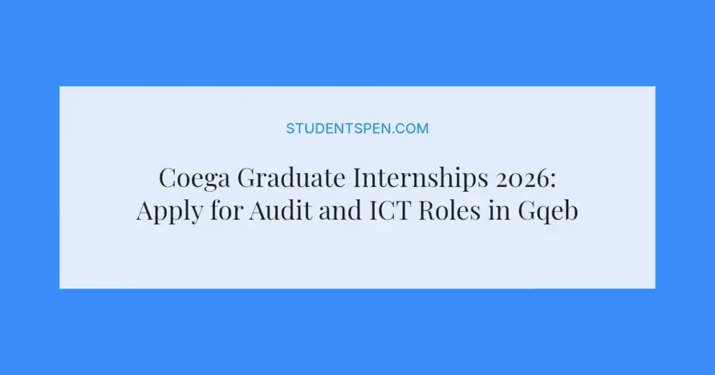 Coega Graduate Internships 2026: Apply for Audit and ICT Roles in Gqeberha