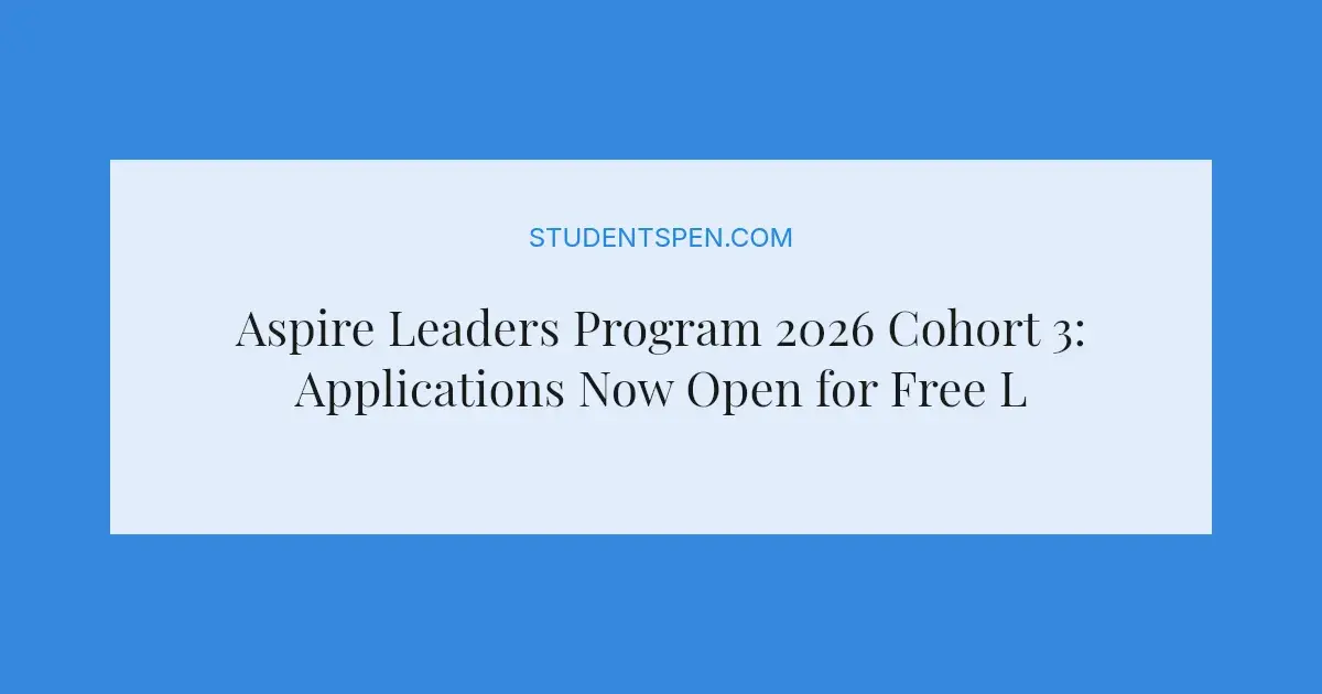 Aspire Leaders Program 2026 Cohort 3: Applications Now Open for Free ...