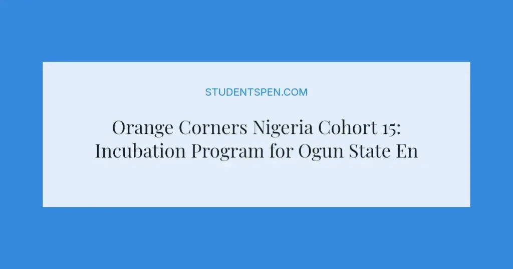 Orange Corners Nigeria Cohort 15: Incubation Program for Ogun State Entrepreneurs