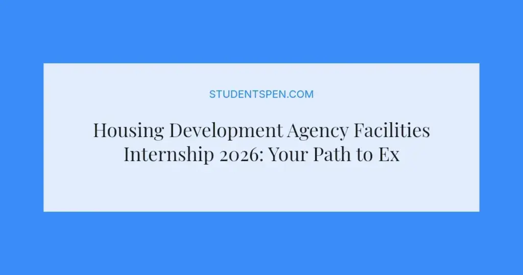 Housing Development Agency Facilities Internship 2026: Your Path to Experience
