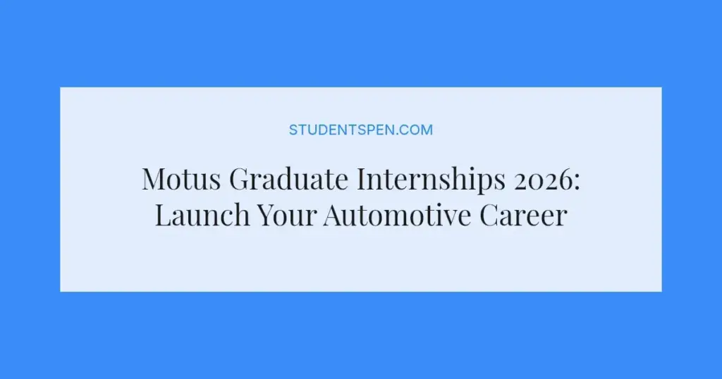 Motus Graduate Internships 2026: Launch Your Automotive Career