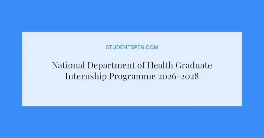 National Department of Health Graduate Internship Programme 2026-2028