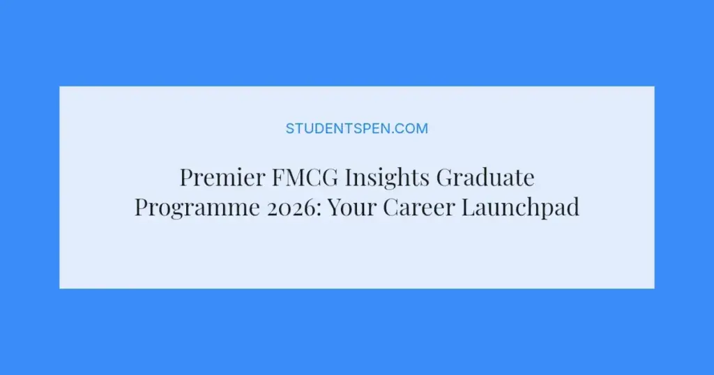 Premier FMCG Insights Graduate Programme 2026: Your Career Launchpad