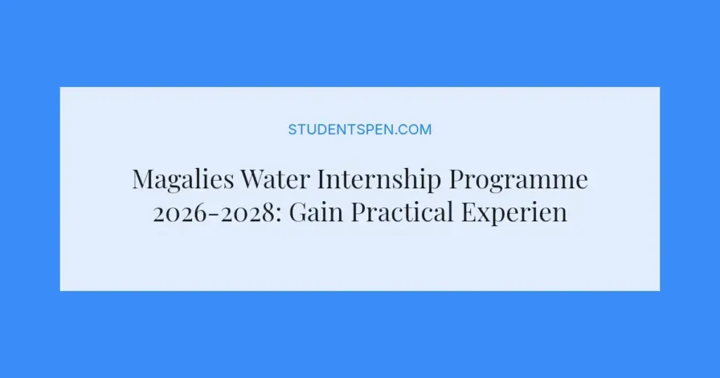 Magalies Water Internship Programme 2026-2028: Gain Practical Experience