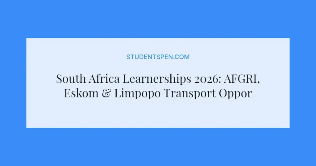 South Africa Learnerships 2026: AFGRI, Eskom & Limpopo Transport Opportunities