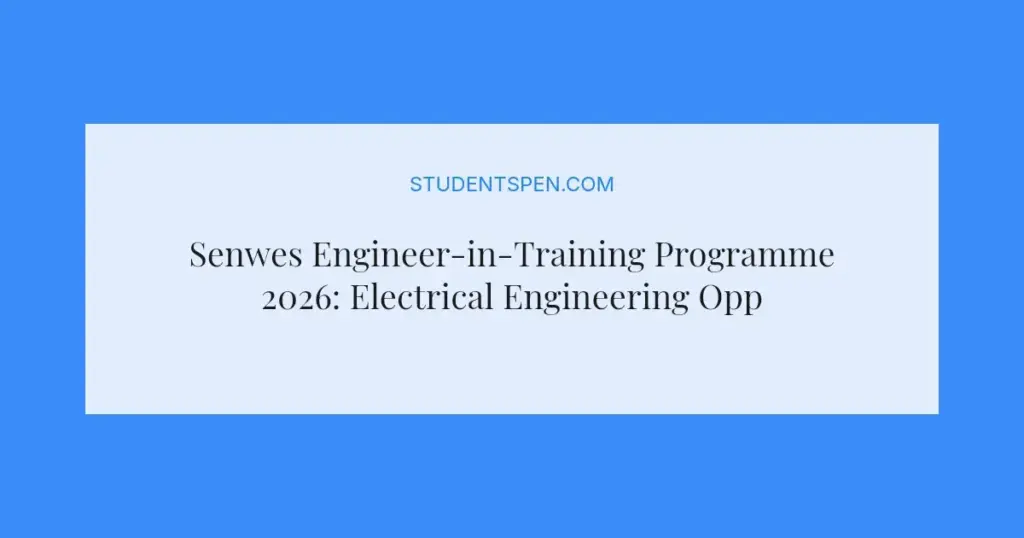Senwes Engineer-in-Training Programme 2026: Electrical Engineering Opportunity