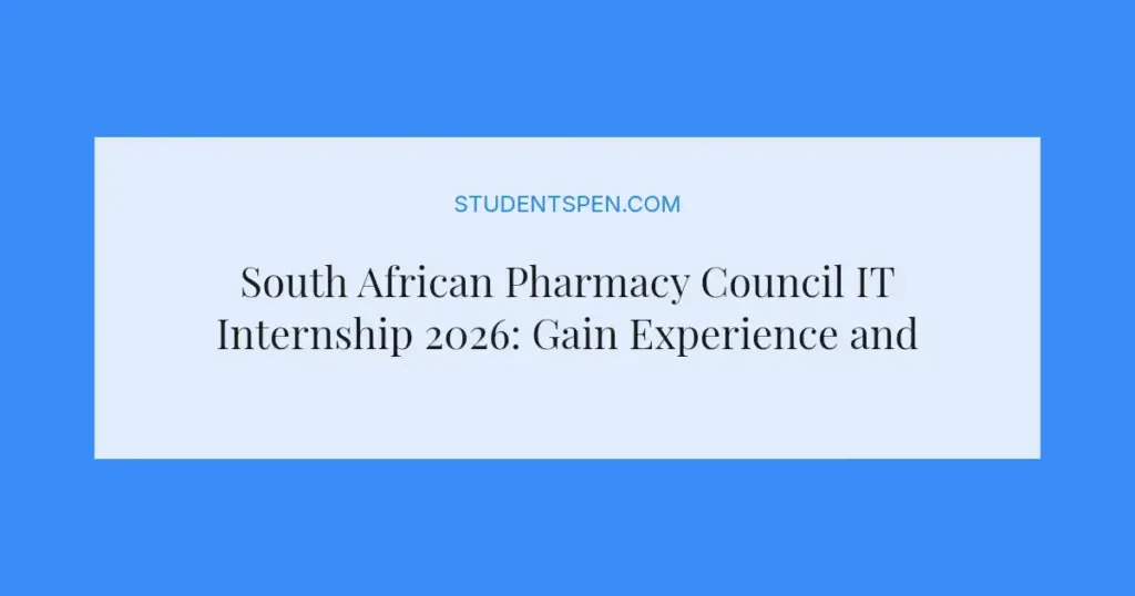 South African Pharmacy Council IT Internship 2026: Gain Experience and Earn