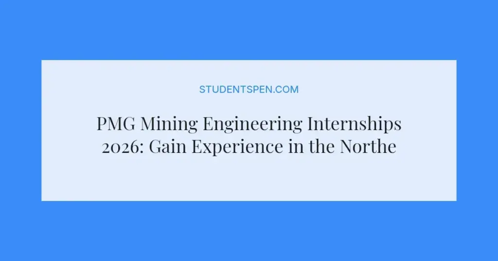 PMG Mining Engineering Internships 2026: Gain Experience in the Northern Cape