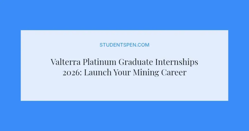 Valterra Platinum Graduate Internships 2026: Launch Your Mining Career