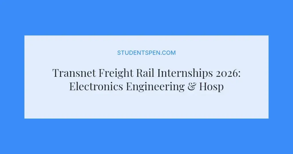 Transnet Freight Rail Internships 2026: Electronics Engineering & Hospitality