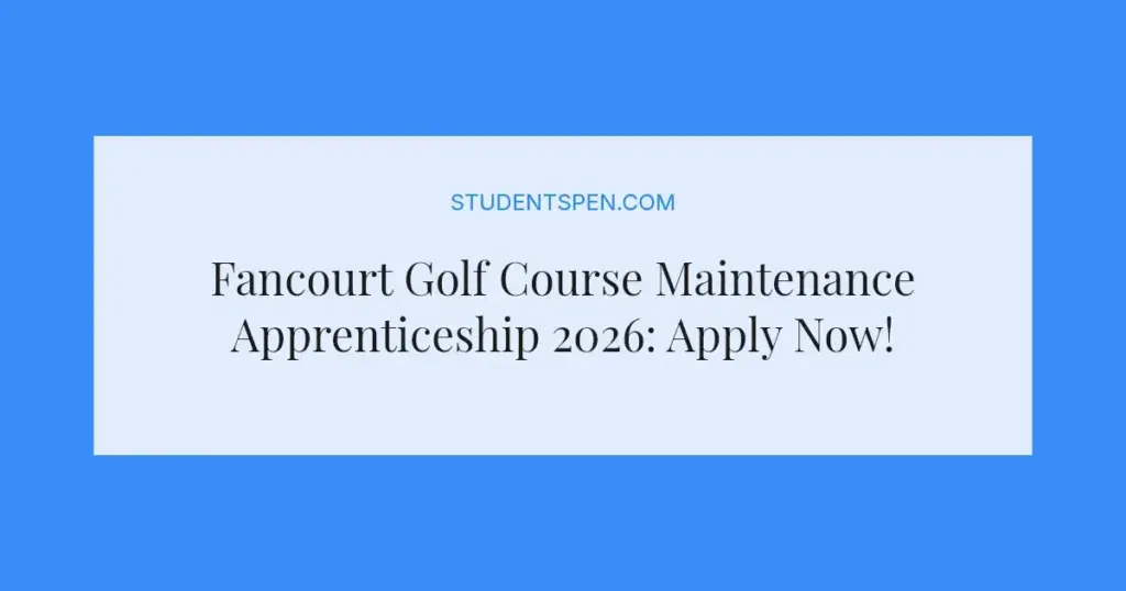 Fancourt Golf Course Maintenance Apprenticeship 2026: Apply Now!