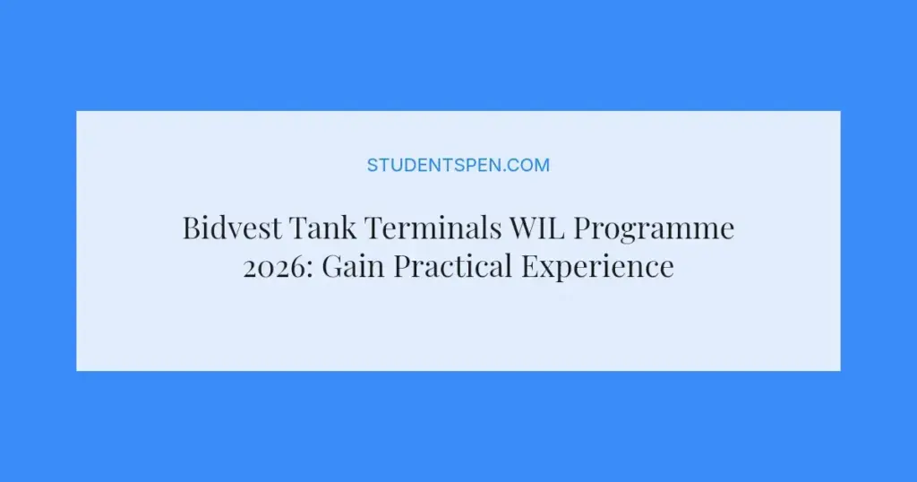 Bidvest Tank Terminals WIL Programme 2026: Gain Practical Experience