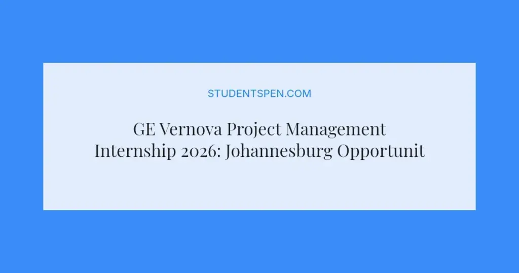 GE Vernova Project Management Internship 2026: Johannesburg Opportunity