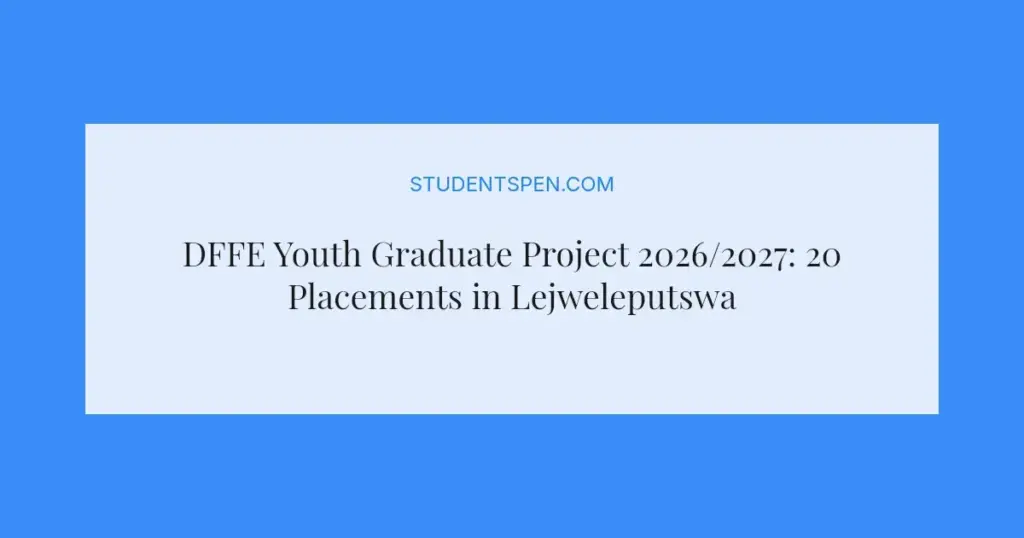 DFFE Youth Graduate Project 2026/2027: 20 Placements in Lejweleputswa