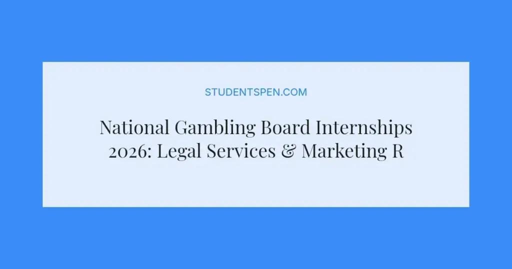 National Gambling Board Internships 2026: Legal Services & Marketing Roles Open