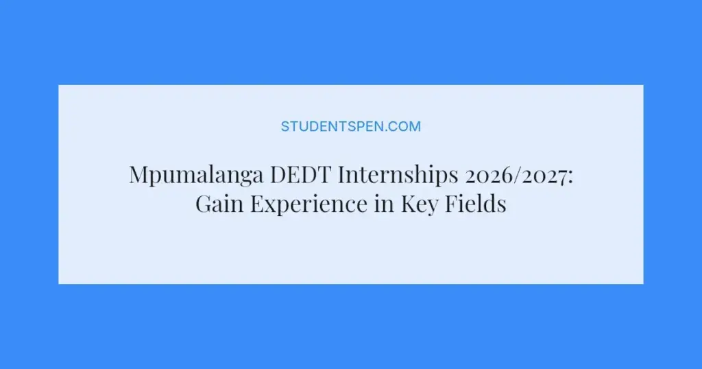 Mpumalanga DEDT Internships 2026/2027: Gain Experience in Key Fields