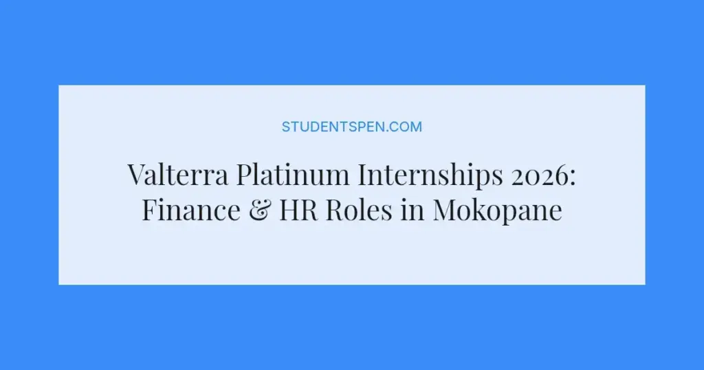 Valterra Platinum Internships 2026: Finance & HR Roles in Mokopane