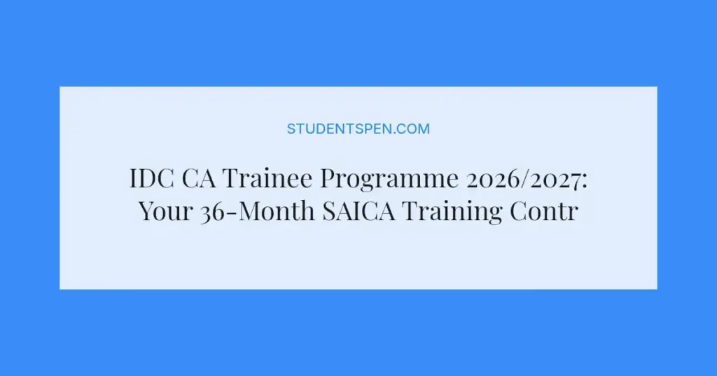 IDC CA Trainee Programme 2026/2027: Your 36-Month SAICA Training Contract
