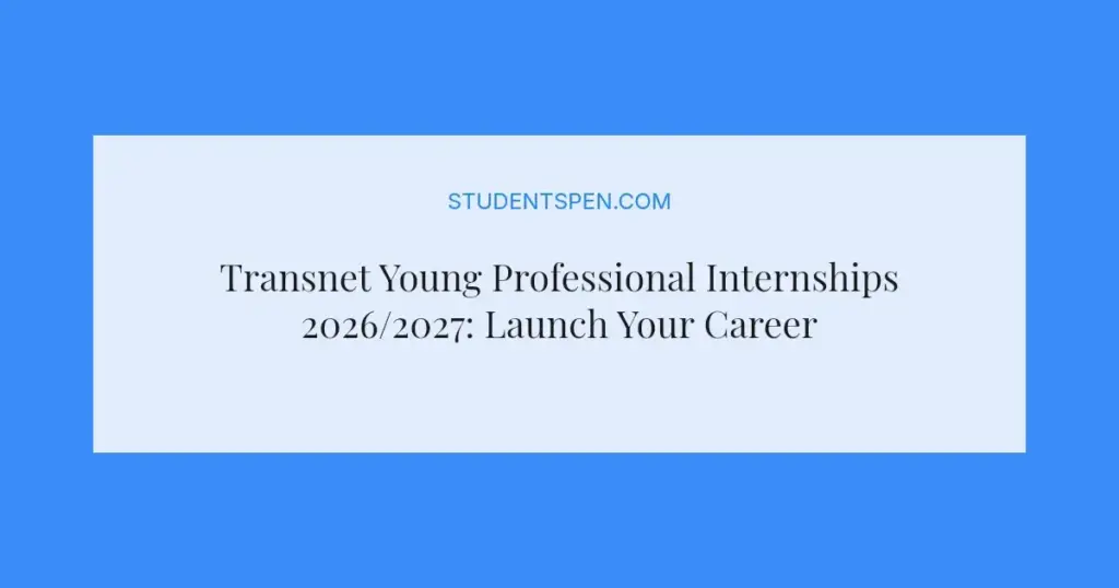 Transnet Young Professional Internships 2026/2027: Launch Your Career